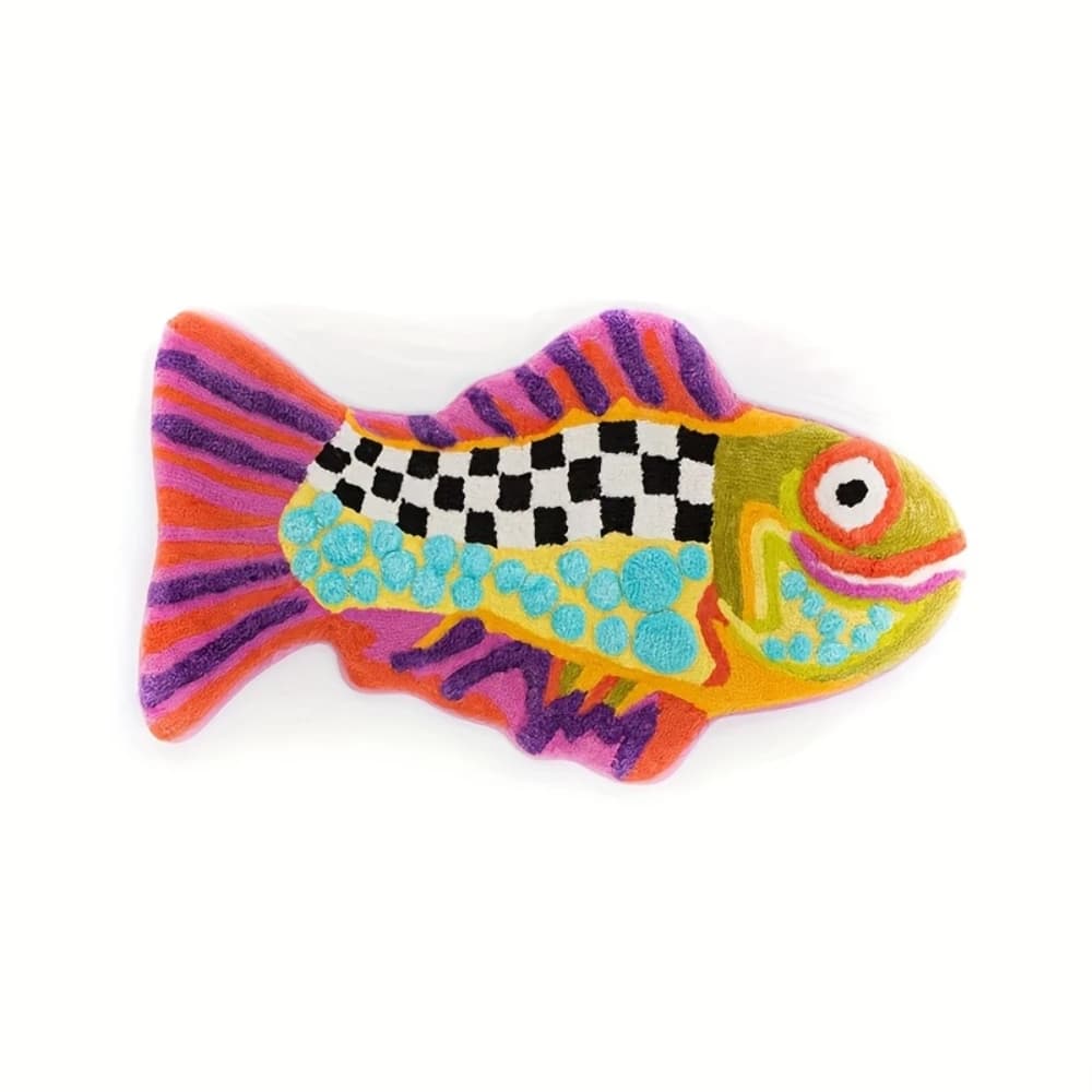 Tappetino da bagno e doccia Ugly Fish - Colorato, assorbente, ispessito, a quadretti, lavabile in lavatrice, resistente allo sbiadimento