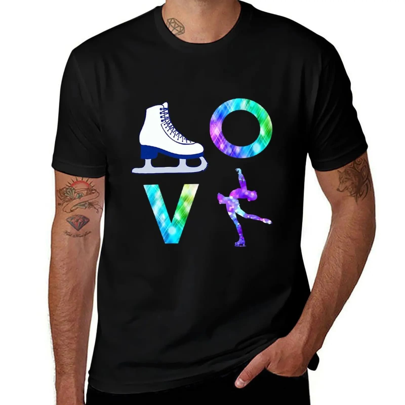 T-shirt con grafica creativa per pattinatori artistici, maglietta con grafica creativa per ragazze