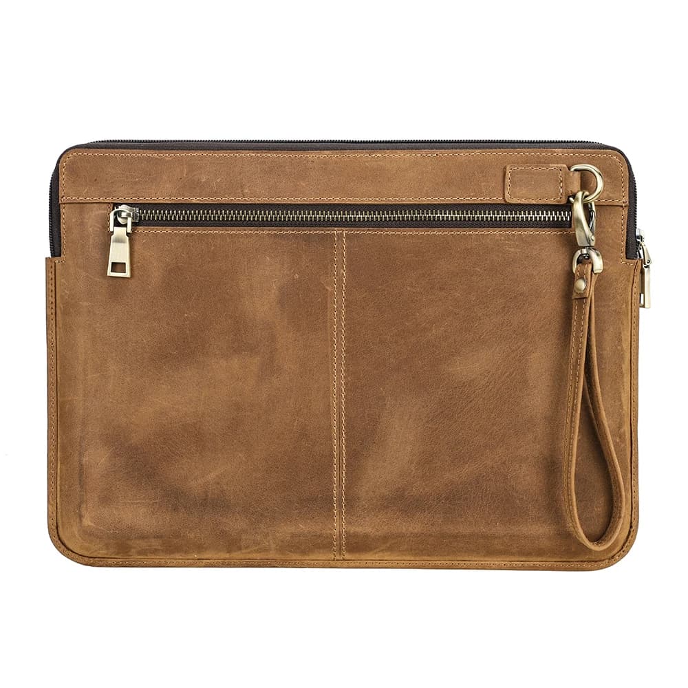 Genuine Leather Laptop Sleeve Case For Macbook Air M1 M2 M3 M4 Pro 13-14.2 Inch Briefcase Dell HP Computer Cover Bag For Men
