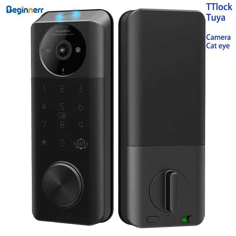 Citofono con telecamera impermeabile IP65 Serratura intelligente con catenaccio TTlock tuya wifi Codice impronte digitali Alexa Google home Serratura digitale