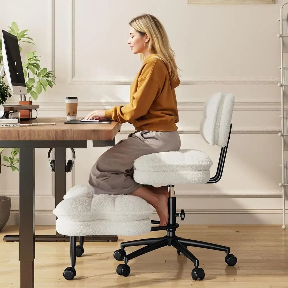 Sedia Ergonomica Girevole per Meditazione con Ruote, Seduta da Ufficio Regolabile in Altezza per ADHD, Cuscino e Schienale Imbottiti