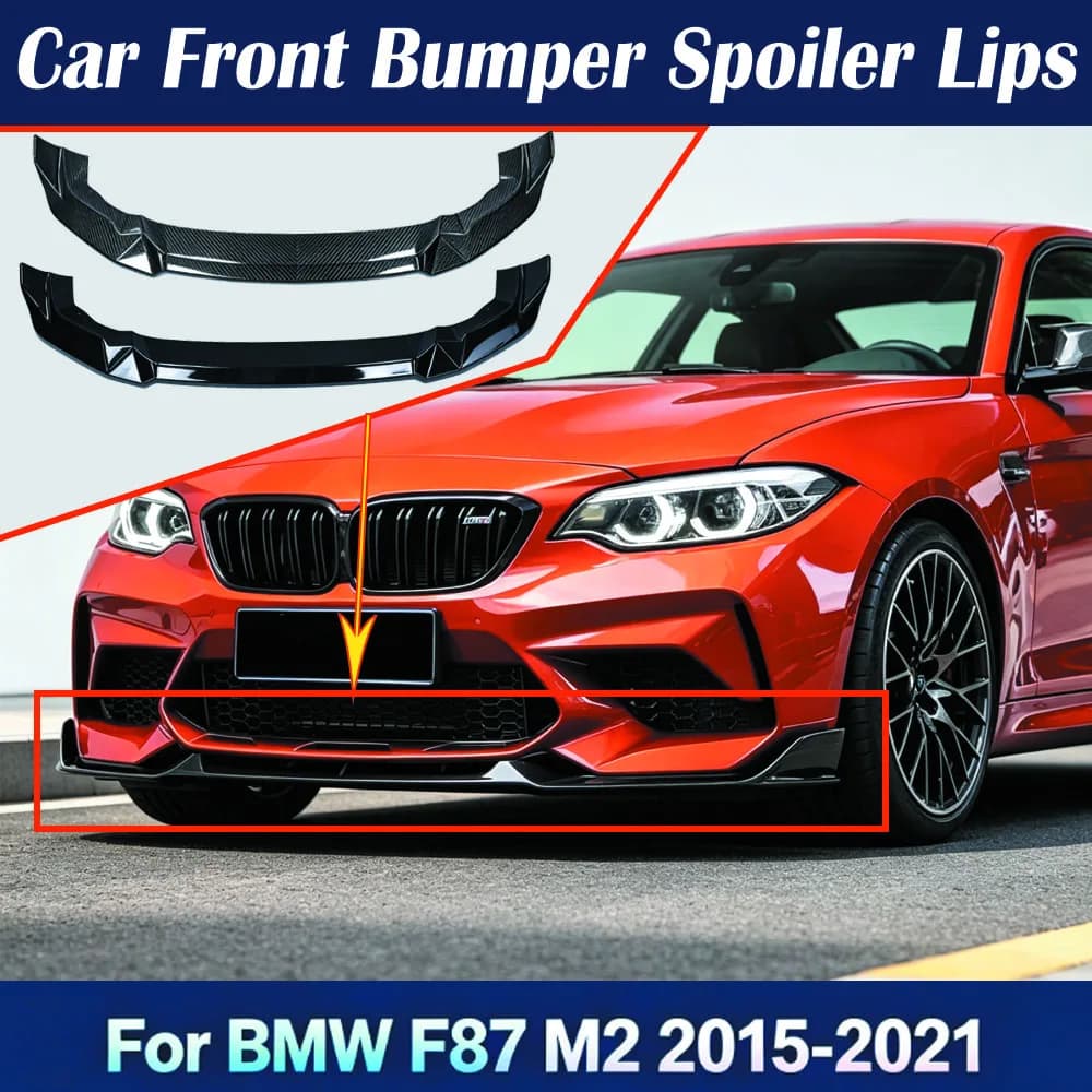 Car Front Bumper Spoiler Lips for BMW F87 M2 2015-2021 Lower Shovel Skirt Diffuser Splitter Board Auto Accessories Tuning