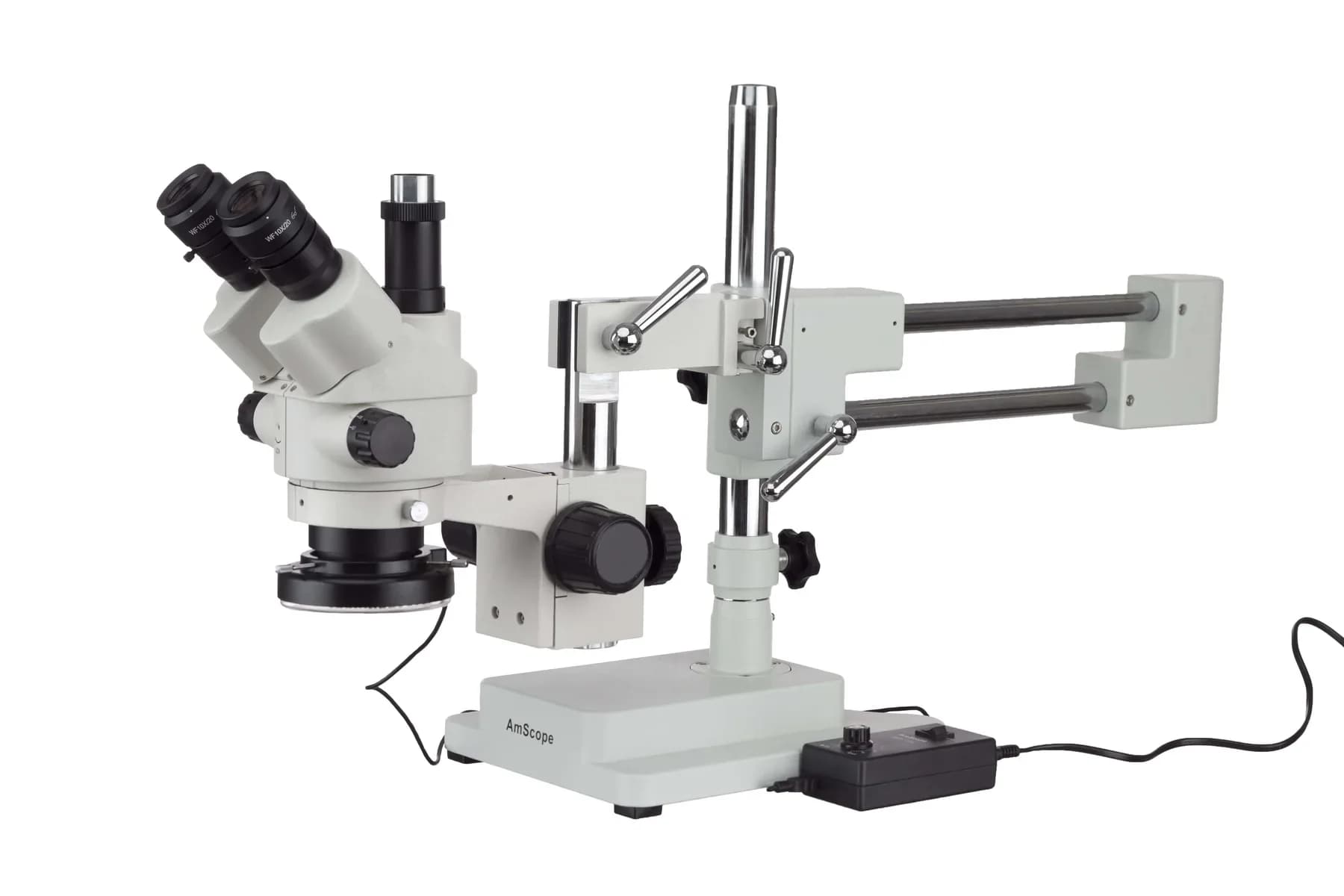 AmScope 3.5X-90X microscopio Stereo con Zoom Simul-focale su supporto a braccio con luce ad anello a LED-o nave da mosca