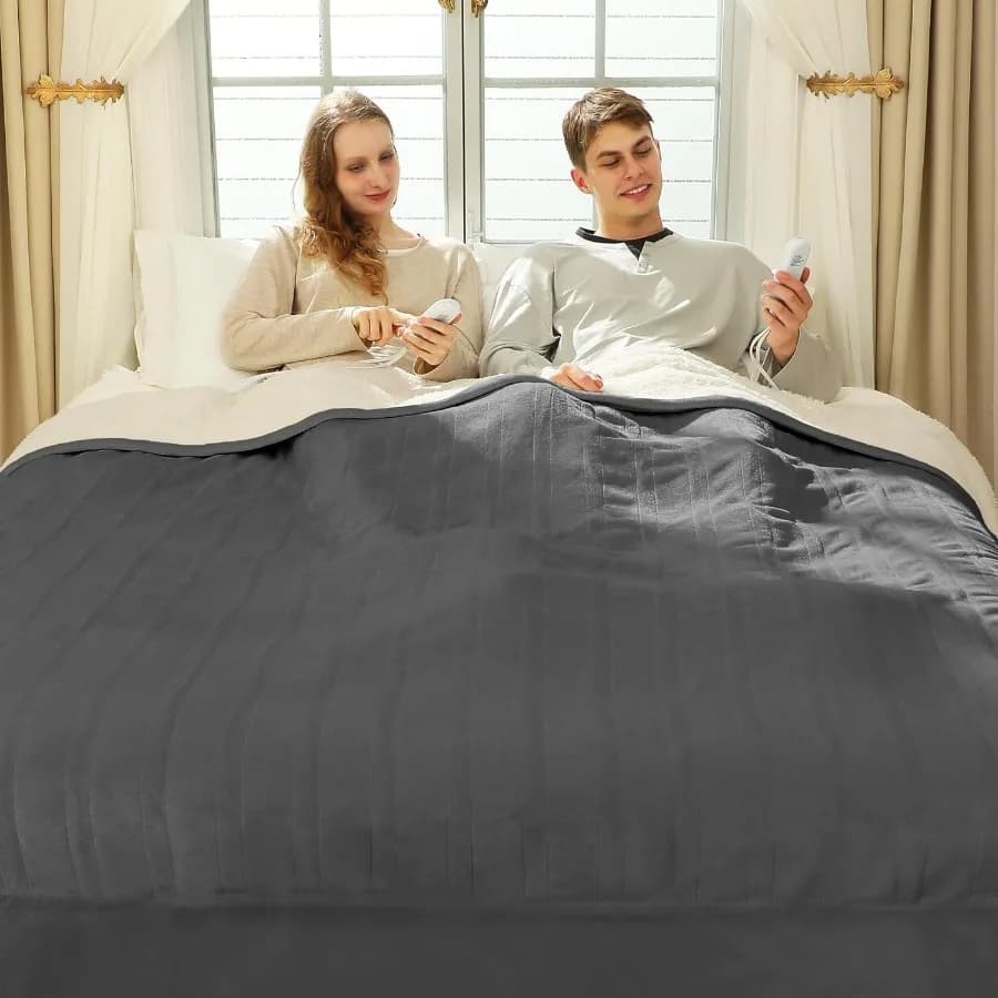 Coperta elettrica King 100" x 90" - Coperta riscaldata Sherpa in morbida flanella con doppio controllo 5 livelli di riscaldamento e spegnimento automatico di 10 ore