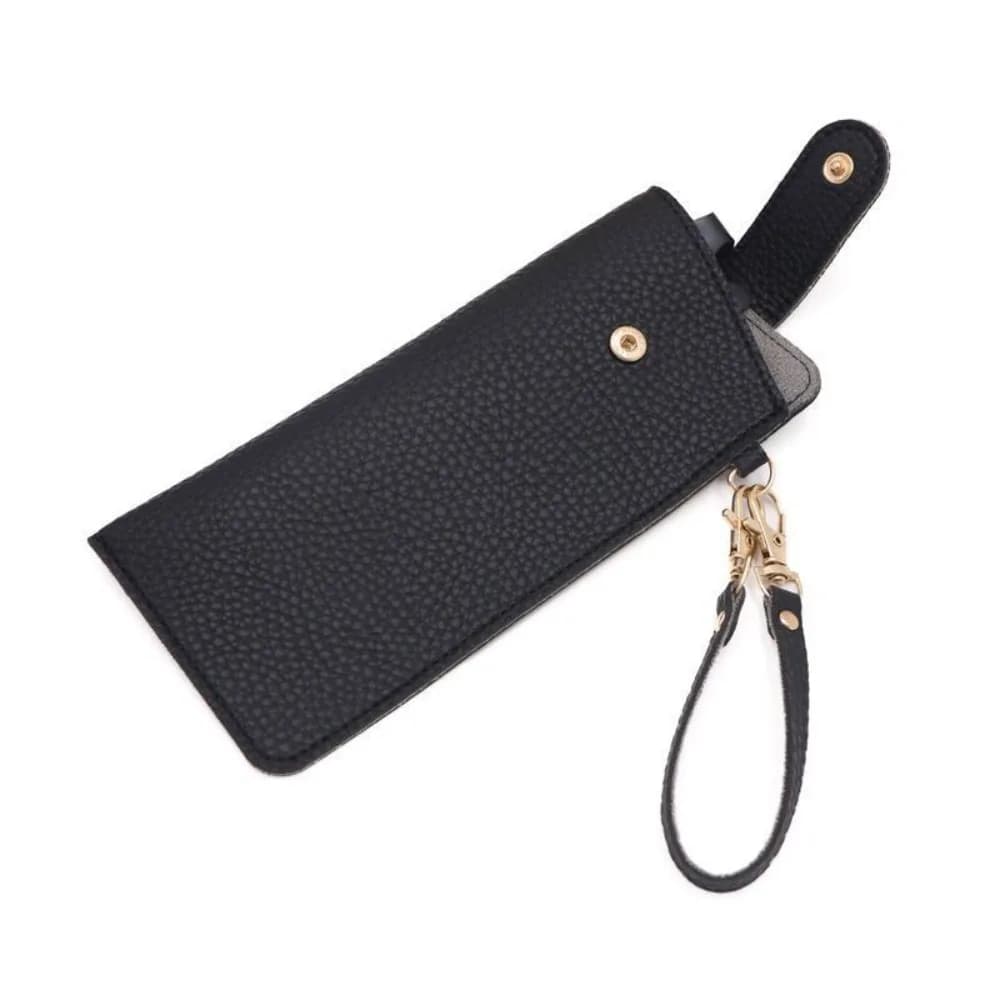 Portable Pu Leather Glasses Bag With Lanyard Leather Rope Glasses Storage Bag Glasses Clip Korean Style Sunglasses Eyeglass Bag