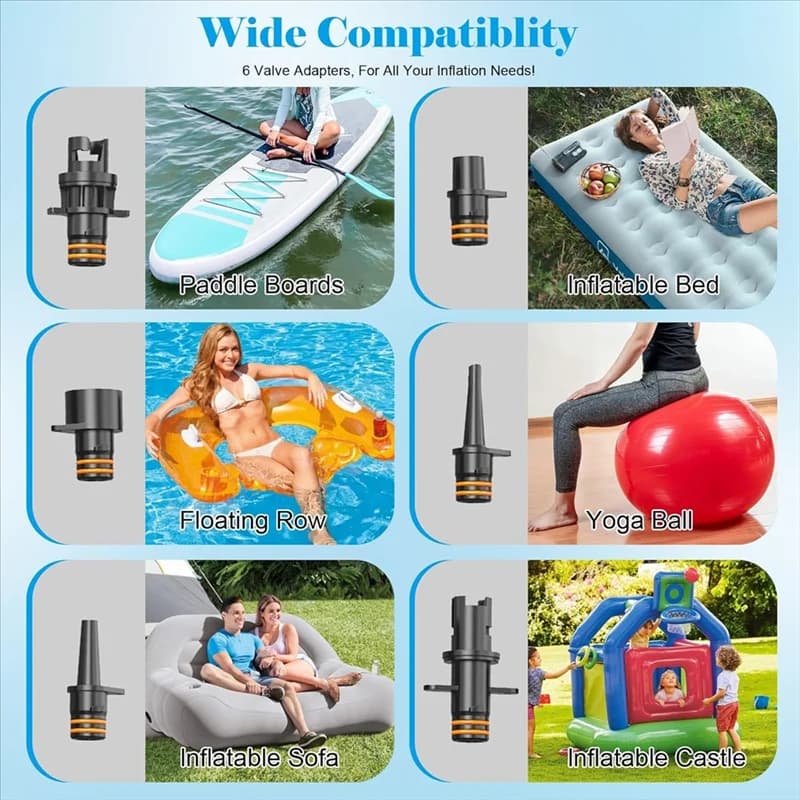NUOVA pompa elettrica ricaricabile portatile per paddle board, con torcia a LED, batteria 8000Mah, per paddle board, kayak