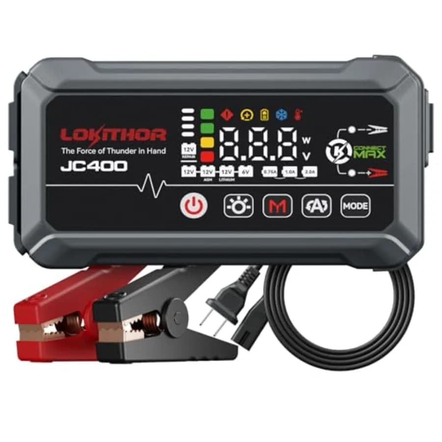 Caricabatterie e Avviatore d'Emergenza 9-in-1 2500A 12V Portatile per Auto fino a 8.5L Benzina/6.5L Diesel 750mA/1A/2A 6V/12V