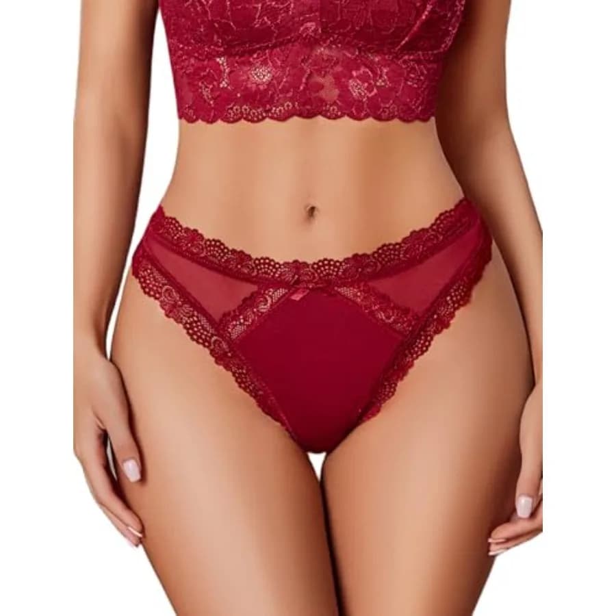 Avidlove Womens Underwear Sexy Thongs Floral Lace Bikini Panties Criss Cross Back Splice Tangas 1-3 Packs
