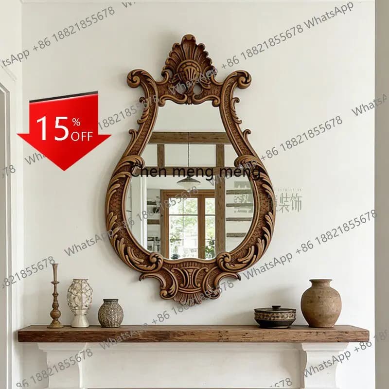 R134 American style wall-mounted makeup mirror antique vanity mirror French bathroom decorative mirror