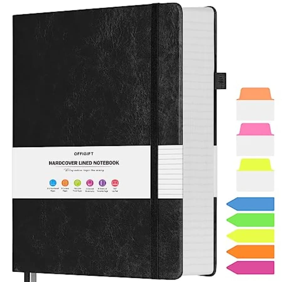 College Ruled Notebook, Large Hardcover Leather Journal, 312 Numbered Pages Writing Journal, 100gsm No Bleed Paper, Lined Journ