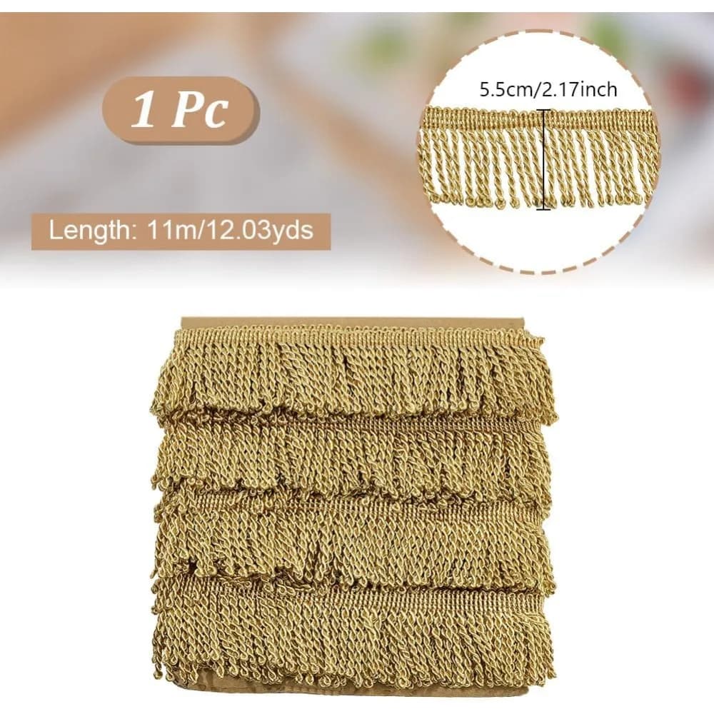 12 Yardsx2.2Inch Fringe Trim Chainette Sewing Lace Trim Fringe Tassel Decorative Fringe Trim for Curtain Box Crafts Home Decor