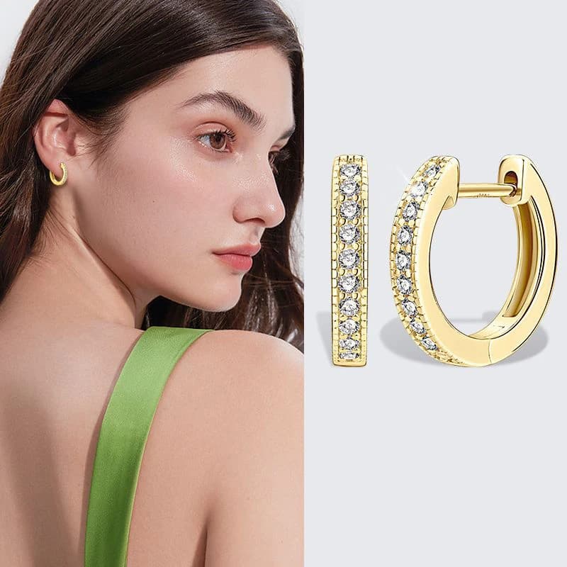 Orecchini a cerchio Moissanite Orecchini a bottone con diamanti placcati in oro 18 carati in argento sterling S925 per regalo di gioielleria raffinata per le donne
