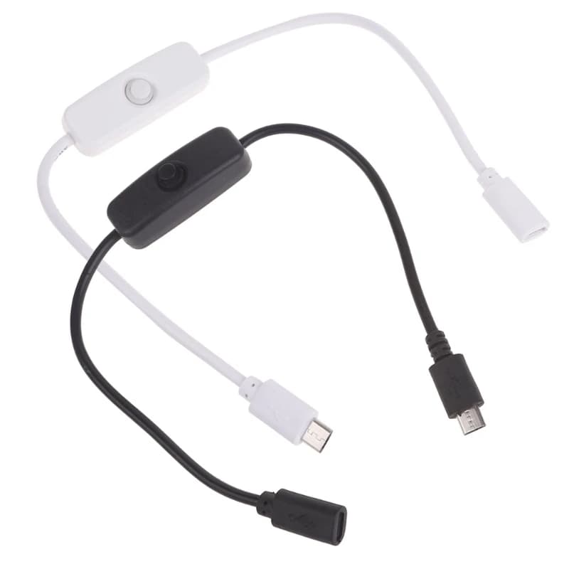 Power cord from 30cm extension cable from 5V Micro USB male to female with On Off switch for Tablet PC Smartphone Raspberry Pi