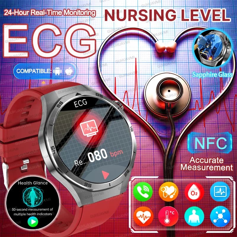 Nuovo Smartwatch 2026 Originale con ECG, Pressione Sanguigna, Acido Urico, Lipidi, Grasso Corporeo, Chiamate Bluetooth, NFC e Diagnosi Salute per Uomo