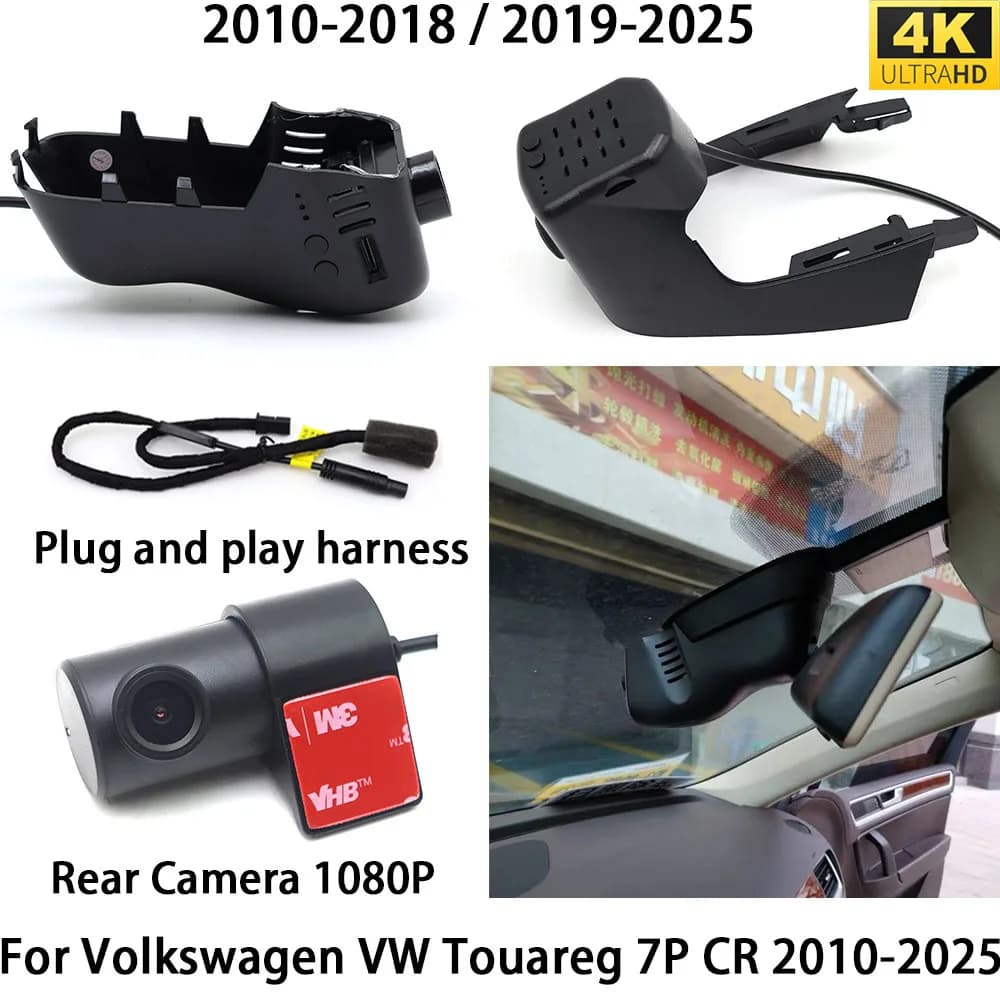 for Volkswagen VW Touareg 7P CR 4K DVR Dash Cam OEM Front Rear Camera Video Recorder Wifi 2160P Loop Recording Night Vision