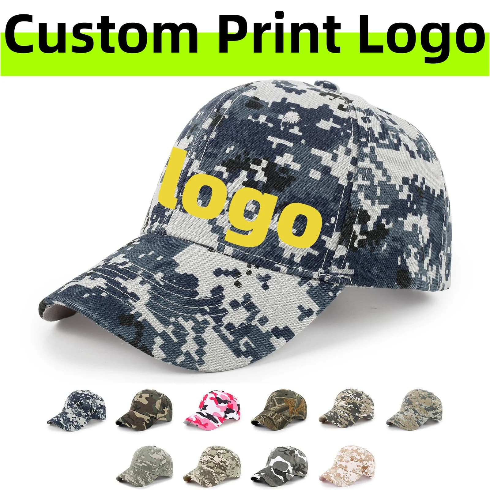 Sun Hats with Outdoor Solar Protection with Custom Printed Logo Hunting baseball caps for hiking in the Mymetic Jungle
