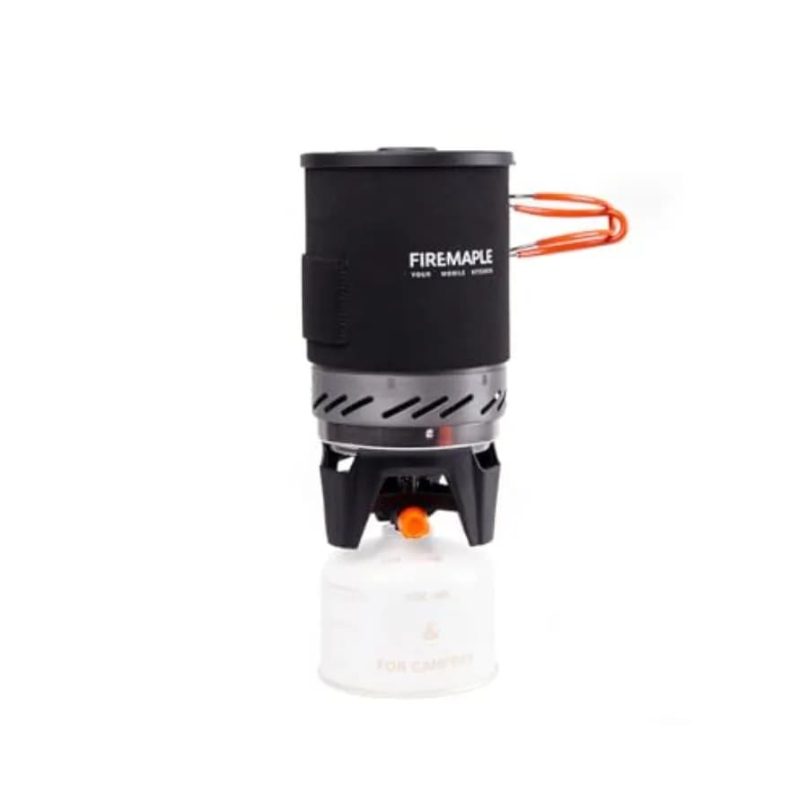 Fixed Star 1 Portable Cooking System for Camping and Hiking with Kitchen Equipment in Propano, Pentola and Burner in Black Compact
