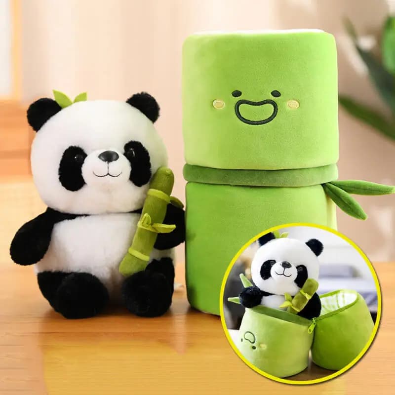 25 40 CM Kawaii Tubo di Bambù Panda Set Peluche Cuscino Bambola Giocattolo Carino Peluche Peluche Morbido Che Abbraccia Kid Compleanno Regalo Di Natale