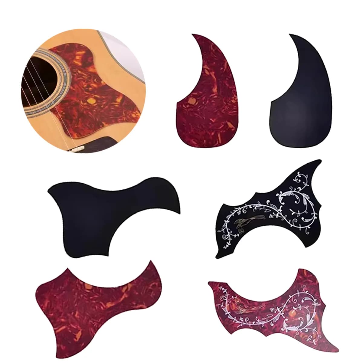 Miwayer Decorative Guitar Protective Stickers, Self-adhesive Anti-scratch Pick Guard for Acoustic Guitar