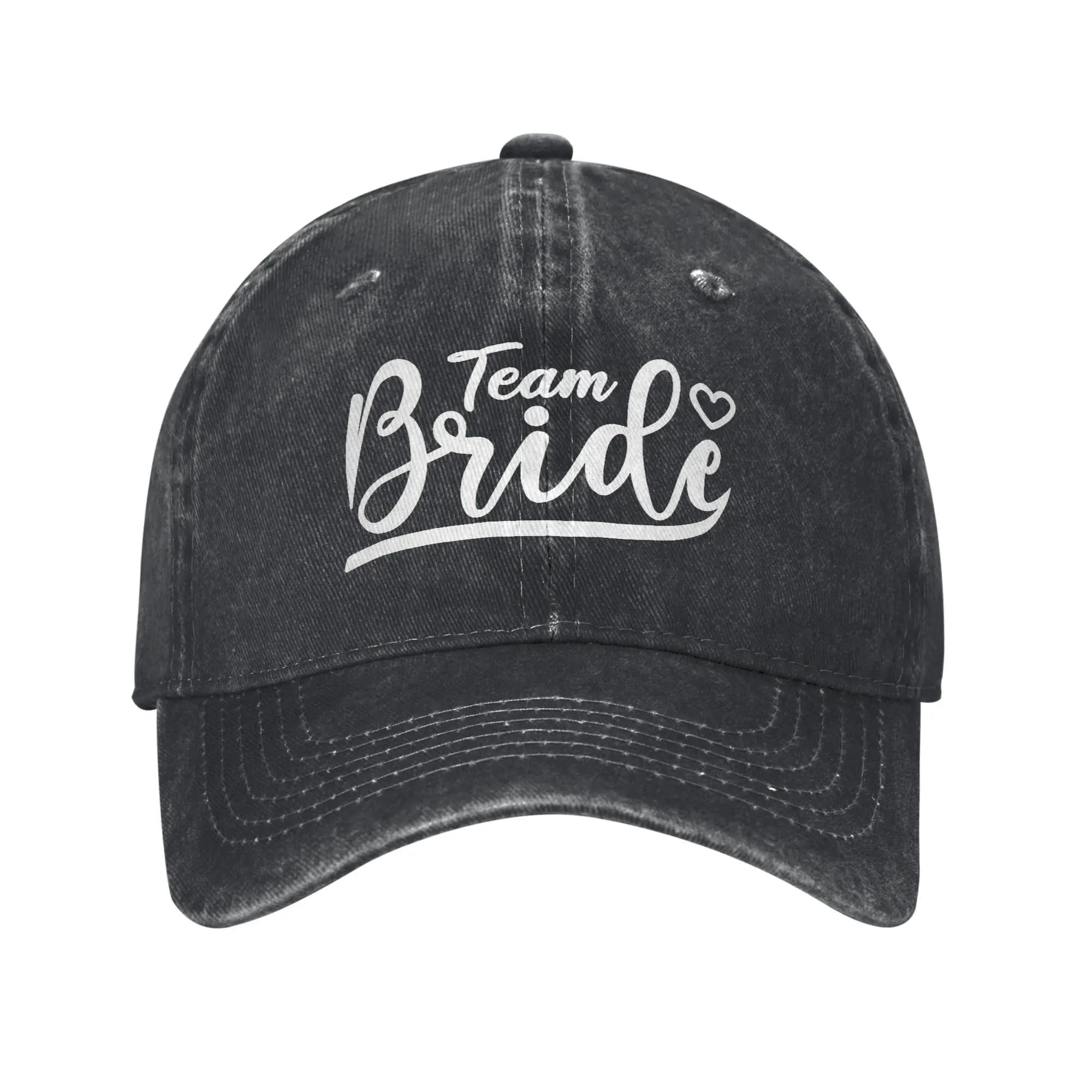 Baseball 'Team Bride' Hats for Wedding Party, Vintage Cotton Style, Unisex Cup Adjustable for Outdoor