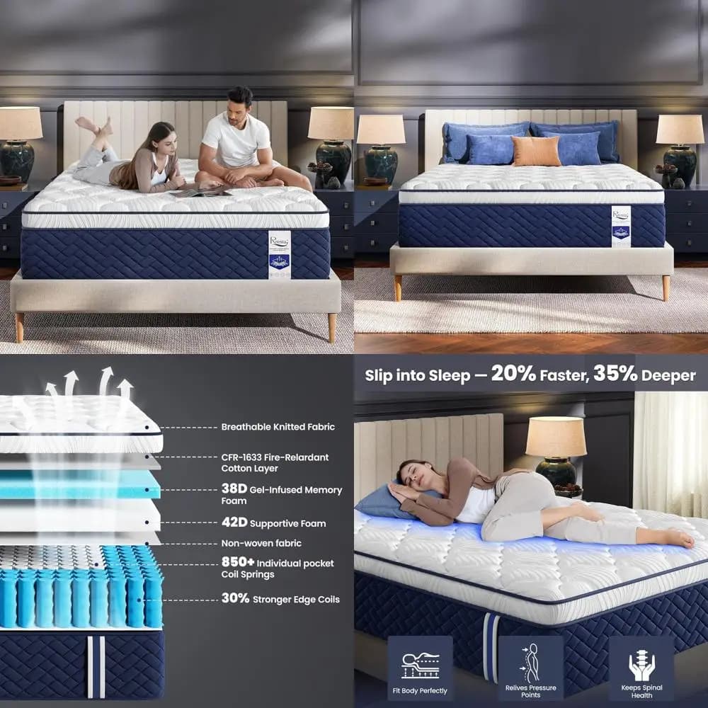Materasso Ibrido Queen Hotel Collection con Supporto a 7 Zone per Salute della Colonna Vertebrale e Sollievo dal Dolore alla Schiena, Prova di 395 Notti, Certi-Pur