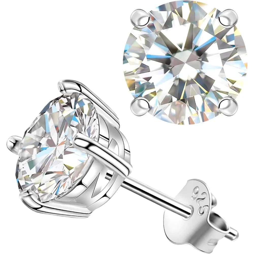 Orecchini a bottone Moissanite da donna, orecchini solitari con diamanti creati in laboratorio Oro Vermeil Gioielli in argento sterling 925 Regalo da donna M
