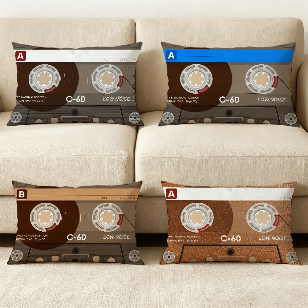 Retro Cassette Tape C-60 cushion cover Hit product Sofa living Room Office Rectangle Pillow Home Coffee Shop Bedding