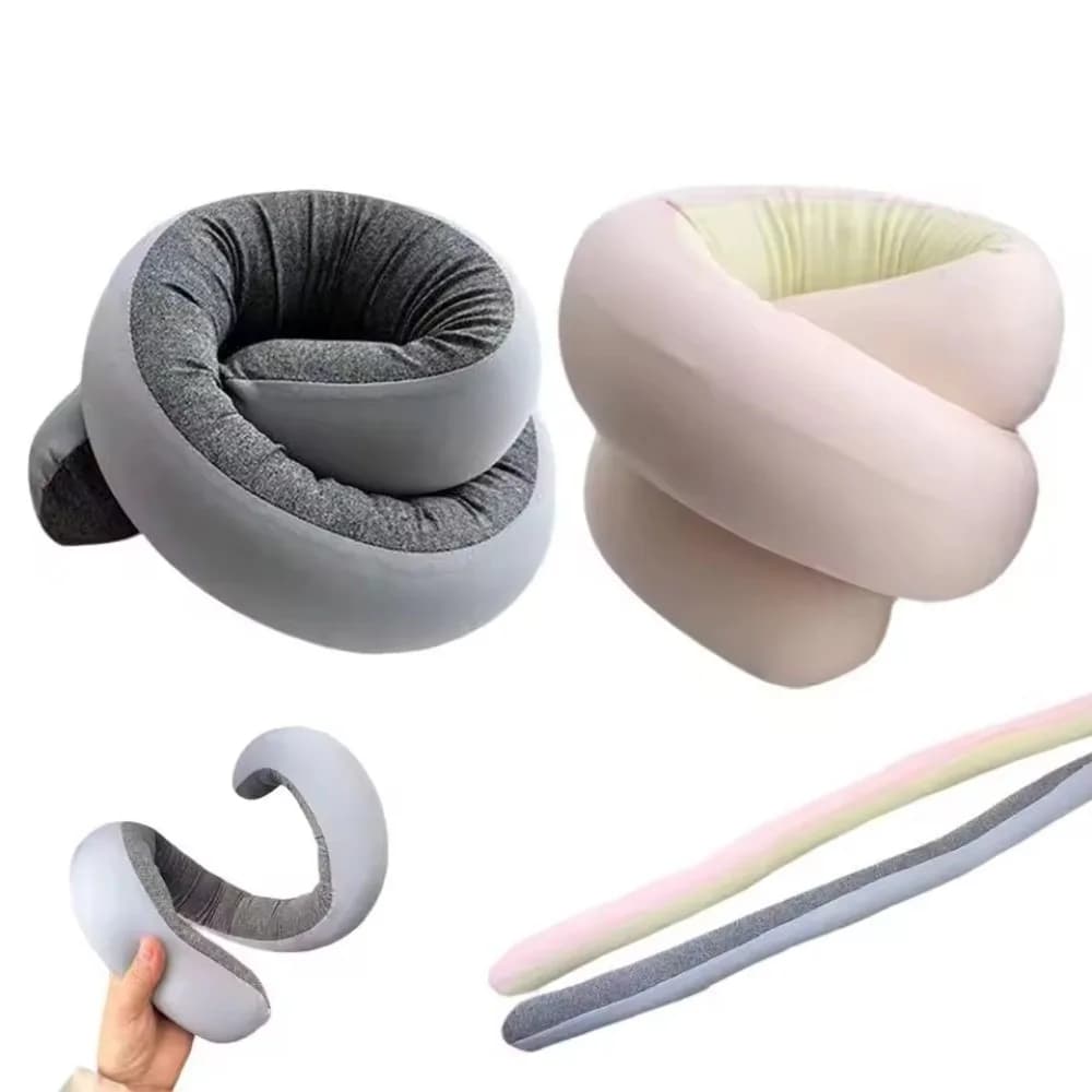 Cuscino a spirale a forma di U fai-da-te per supporto cervicale, a lento ritorno, supporto per il viso, cuscino regolabile per pisolino, comodo e morbido
