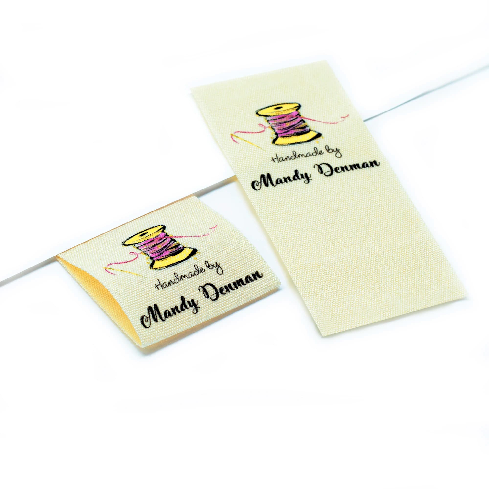 Etichette per cucire/etichette di marca personalizzate, etichette per abbigliamento, macchina da cucire, tessuto 100% cotone, testo personalizzato (FR132)
