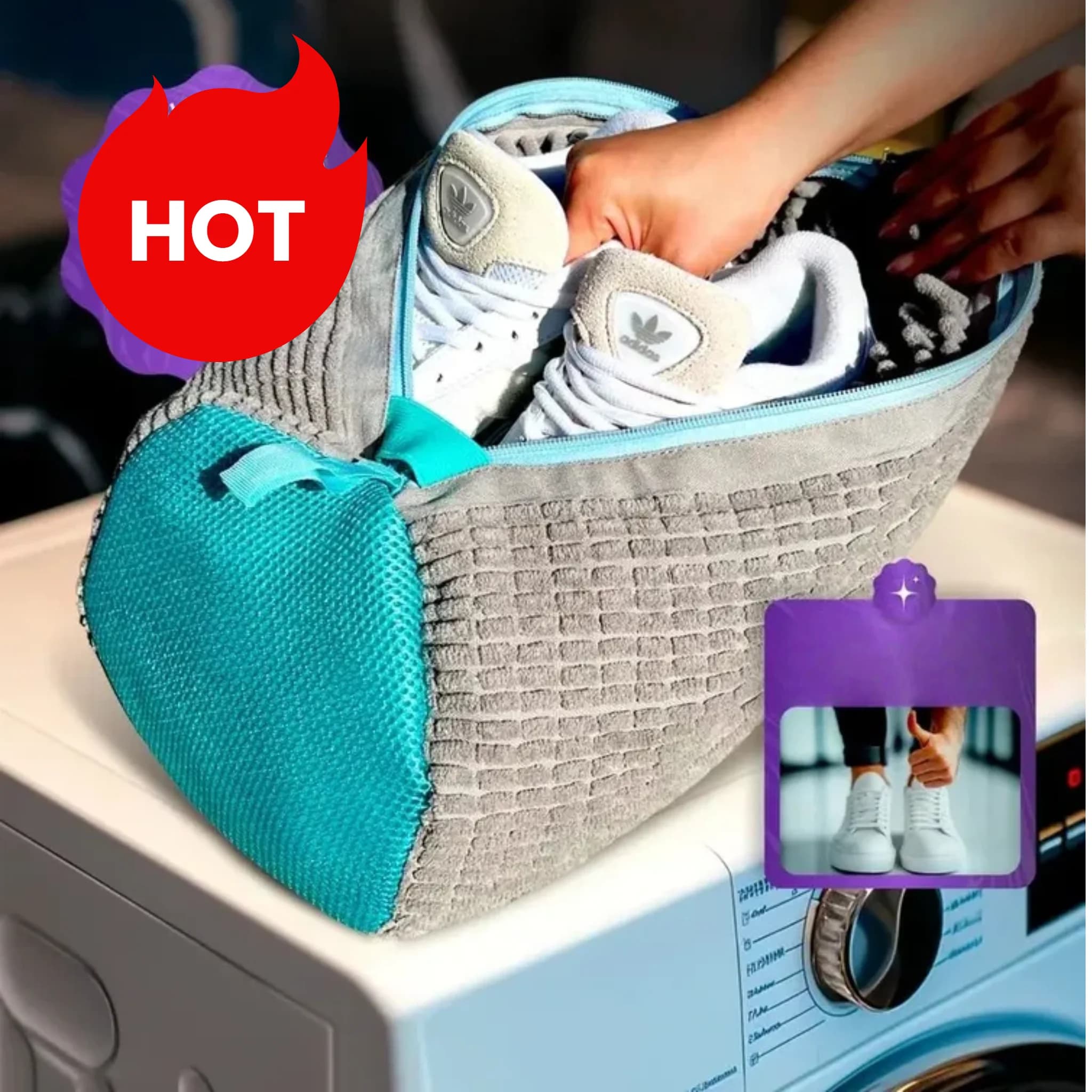 Shoe Washing Machine Bag with Liquid Shoe Brush Set Durable Laundry Shoe Bag and Soft Bristle Clean Brush for All Shoes