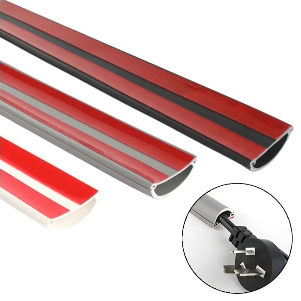 Copertura professionale per cavo da pavimento autoadesiva Gestione dei cavi in PVC da 1 m Nasconduccia per cavi trimmer a basso profilo Home Office