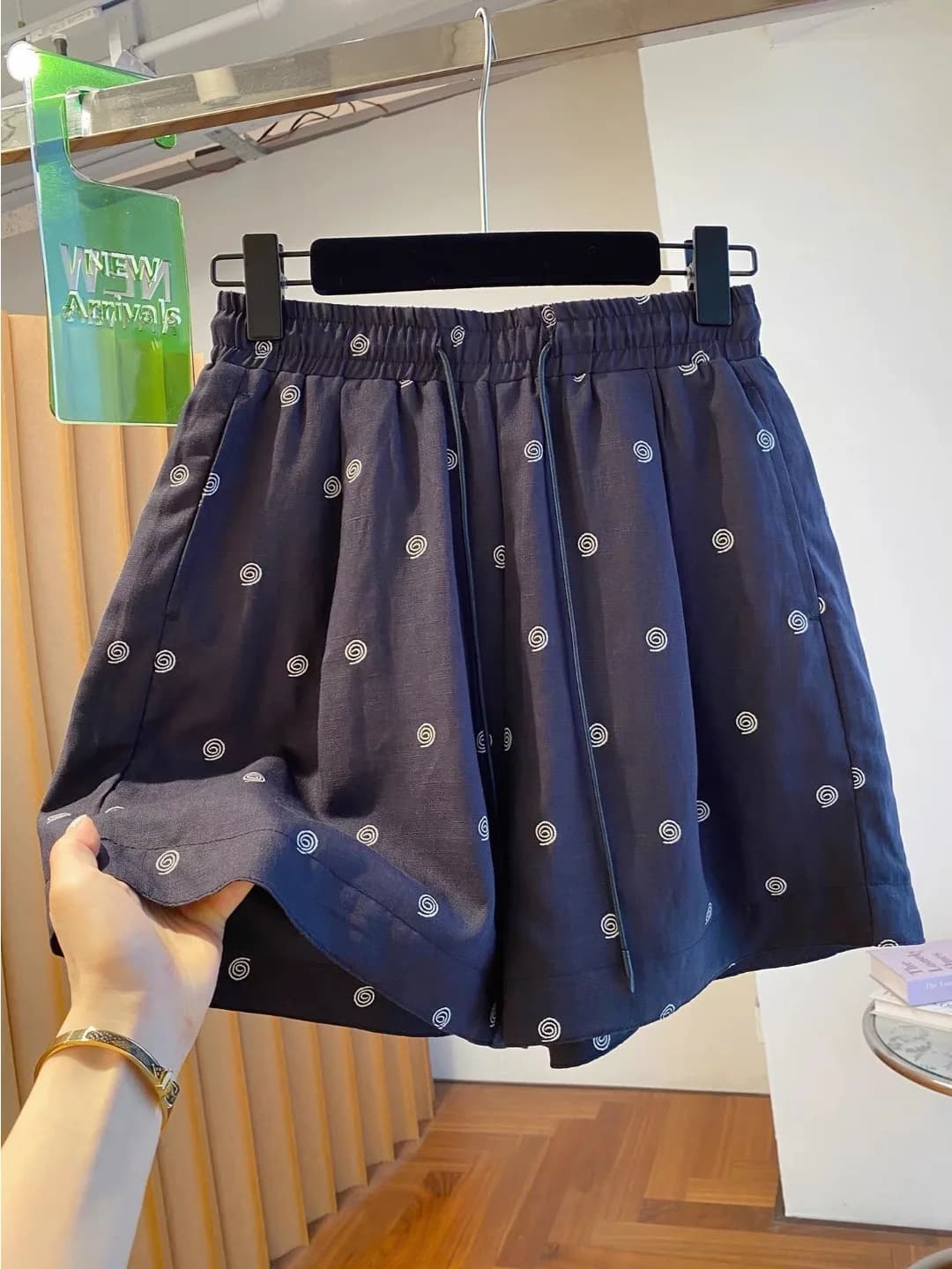 Authentic Printed Shorts Women's Summer Wear Loose Casual Wide Leg Pants Versatile Comfortable Cotton Natural Waist