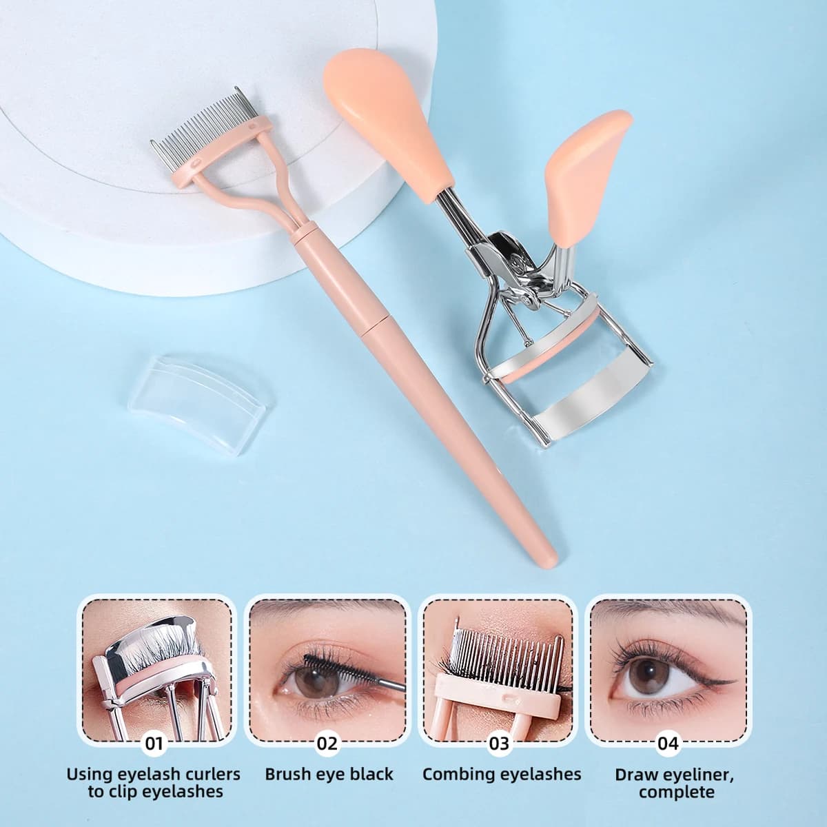 Set of 2/12 pieces to curl the eyelashes, with separator for eyelashes, replaceable adhesive tape, easy to apply on the eyelashes and for a lasting modeling.