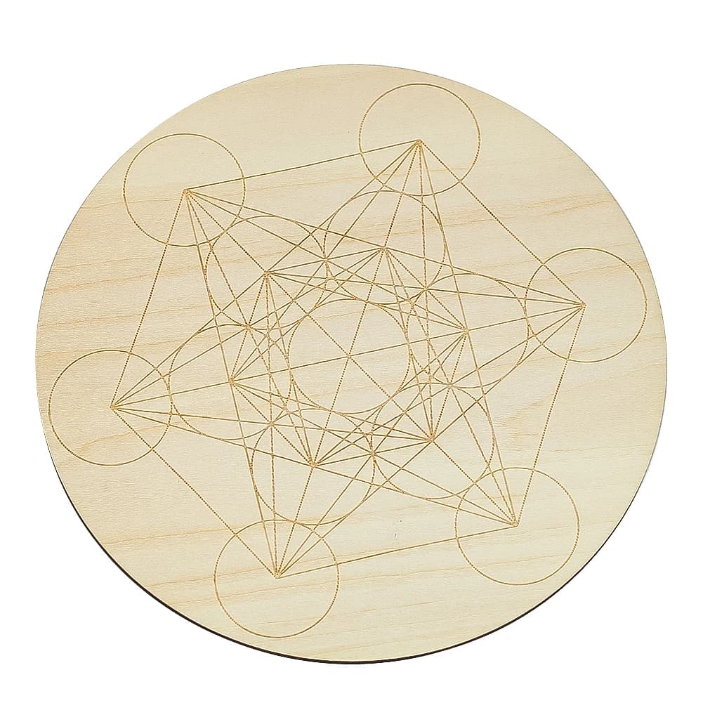 15 cm Crystal Reticle Ouija Table Laser Engraved Metatron Plates of sacred geometric wood Decorative dishes of the altar Wiccan