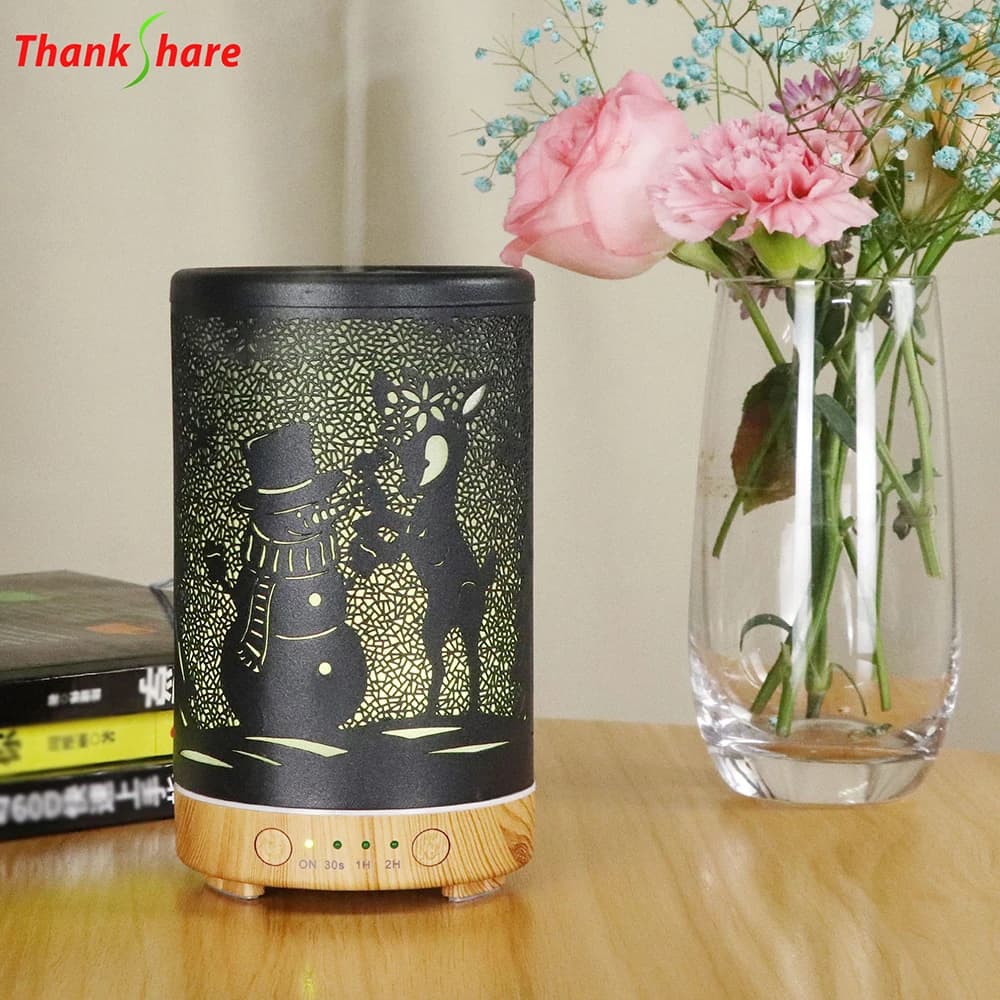 Creative Deer Snow Essential Oil Diffuser Ultrasonic Air Aromatherapy Humidifier 7 Color LED Lamp For Home Office 100ML Diffusor