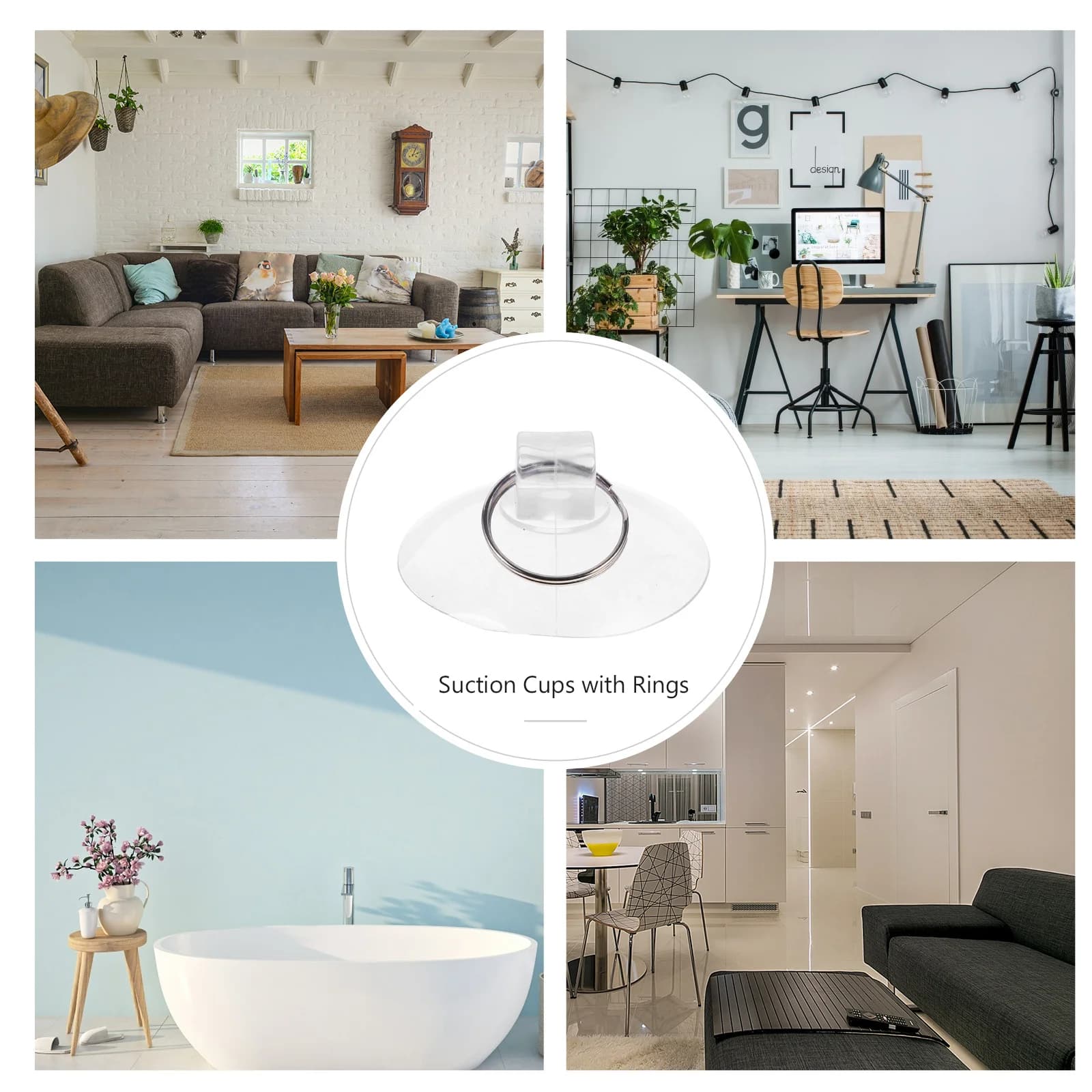 10 Pezzi Ganci a Ventosa in PVC Trasparente, Adesivi Forti Riutilizzabili, Supporti per Appendere su Pareti e Finestre, Ventose Resistenti per Cucina
