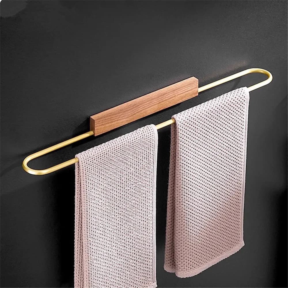 Portasciugamani da bagno a parete in legno di alluminio spazzolato oro portasciugamani classico portasciugamani