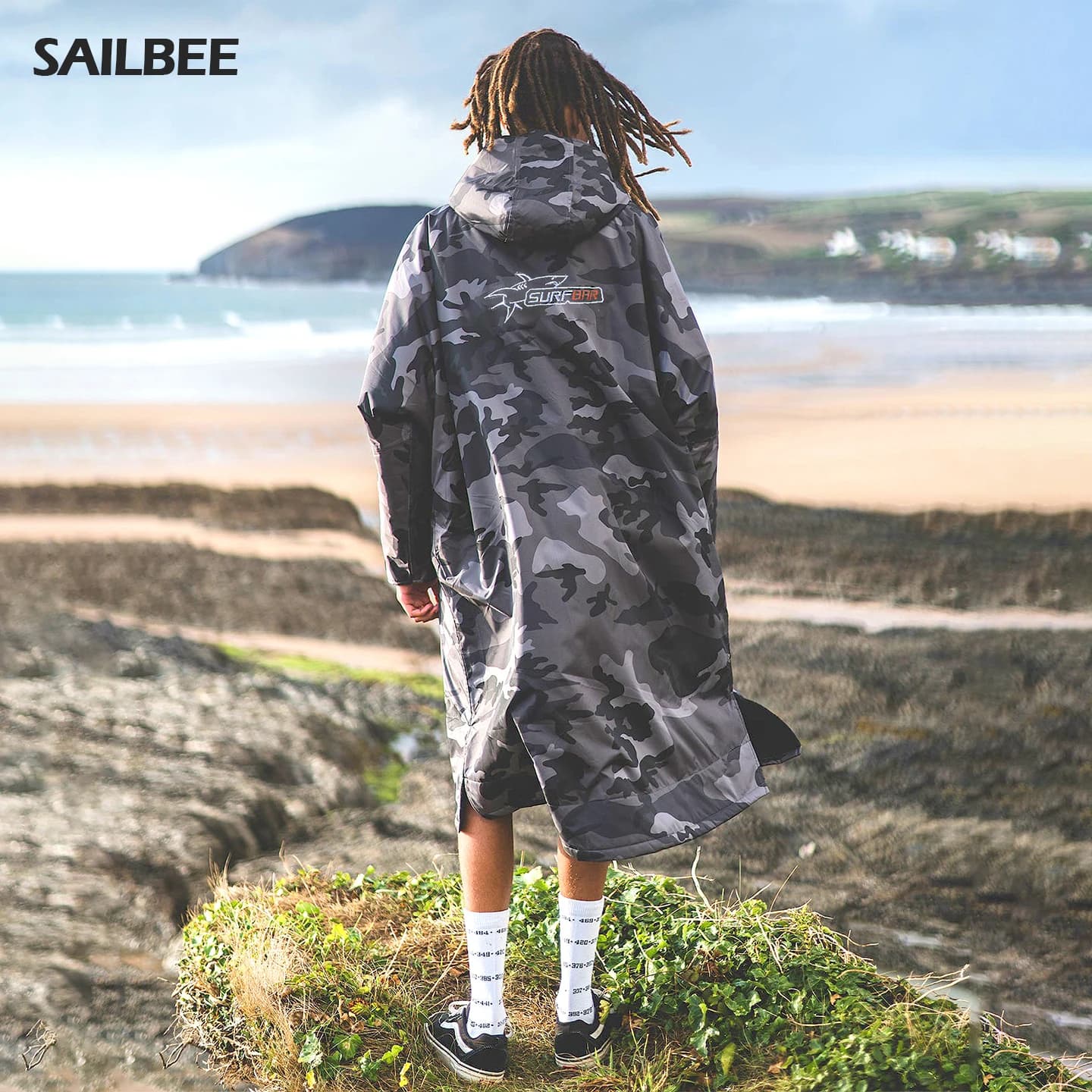 Impermeabile Surf Changing Robe Cappotto da esterno Giacca in lana di agnello Mantello con cappuccio Spiaggia Surf Piscina Fodera Anorak Impermeabile Bagno unisex