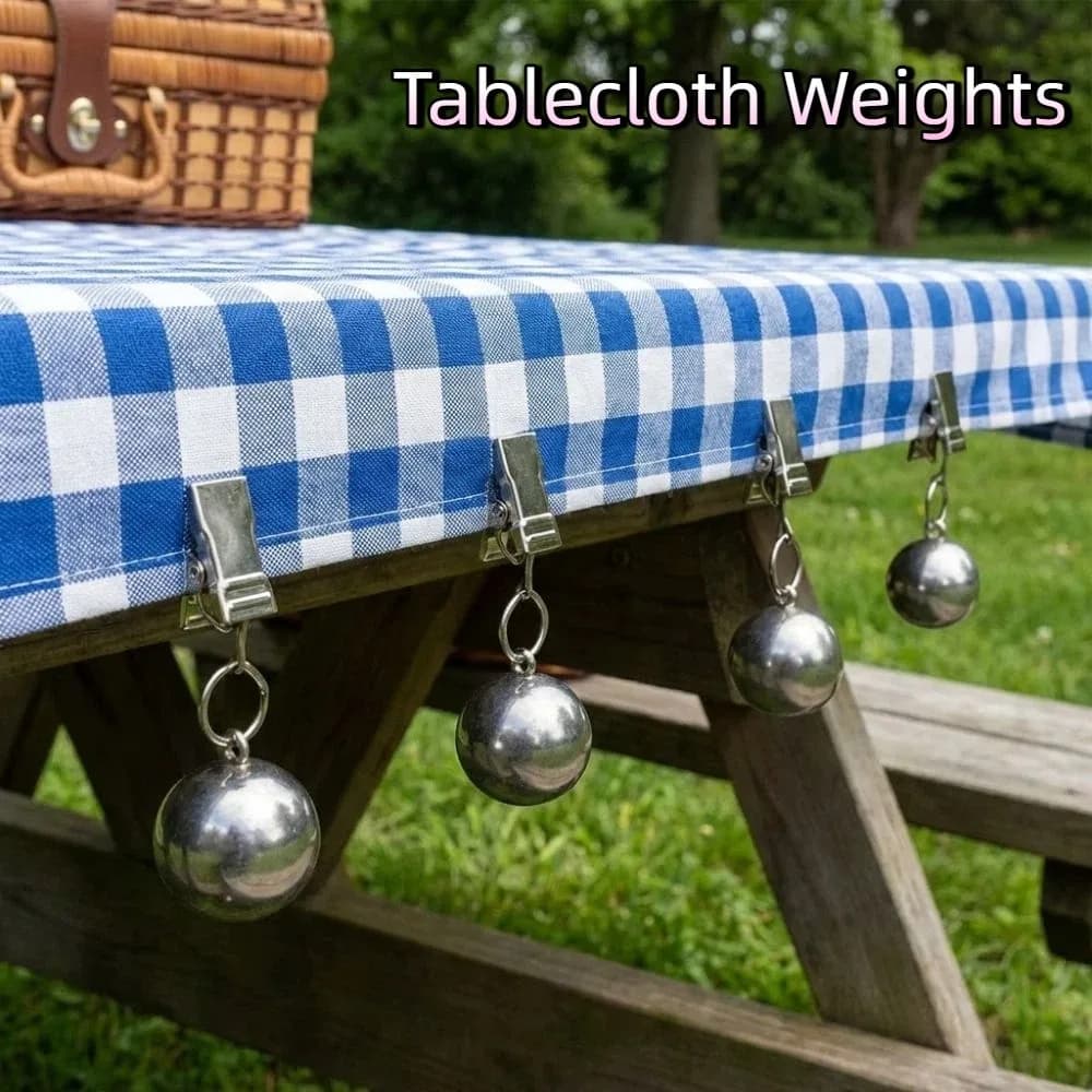4Pcs Stainless Steel Curtain Weights Clips Heavy Duty Rust Proof Tablecloth Weights Round Ball Windproof Curtain Stabilizer