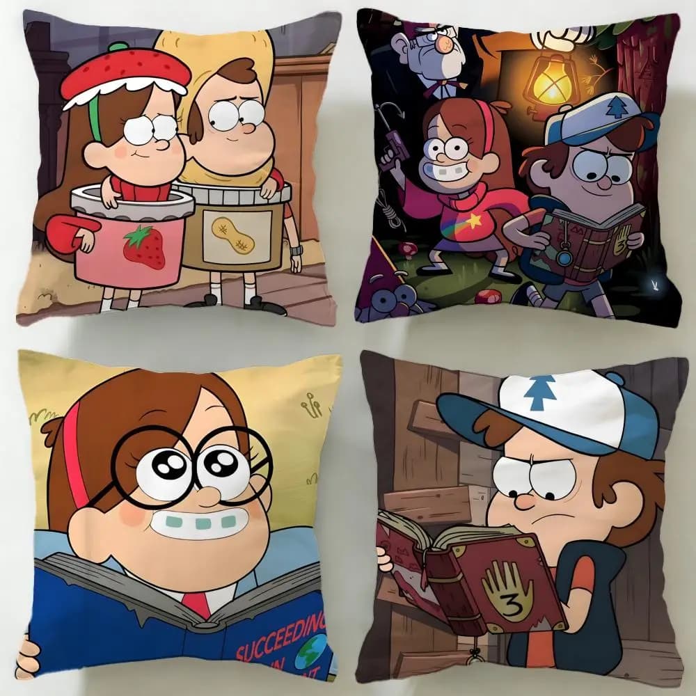 Federa per cuscino classica dei cartoni animati Gravity Falls, morbida e facile da lavare, versatile per divano, letto, viaggi e ufficio