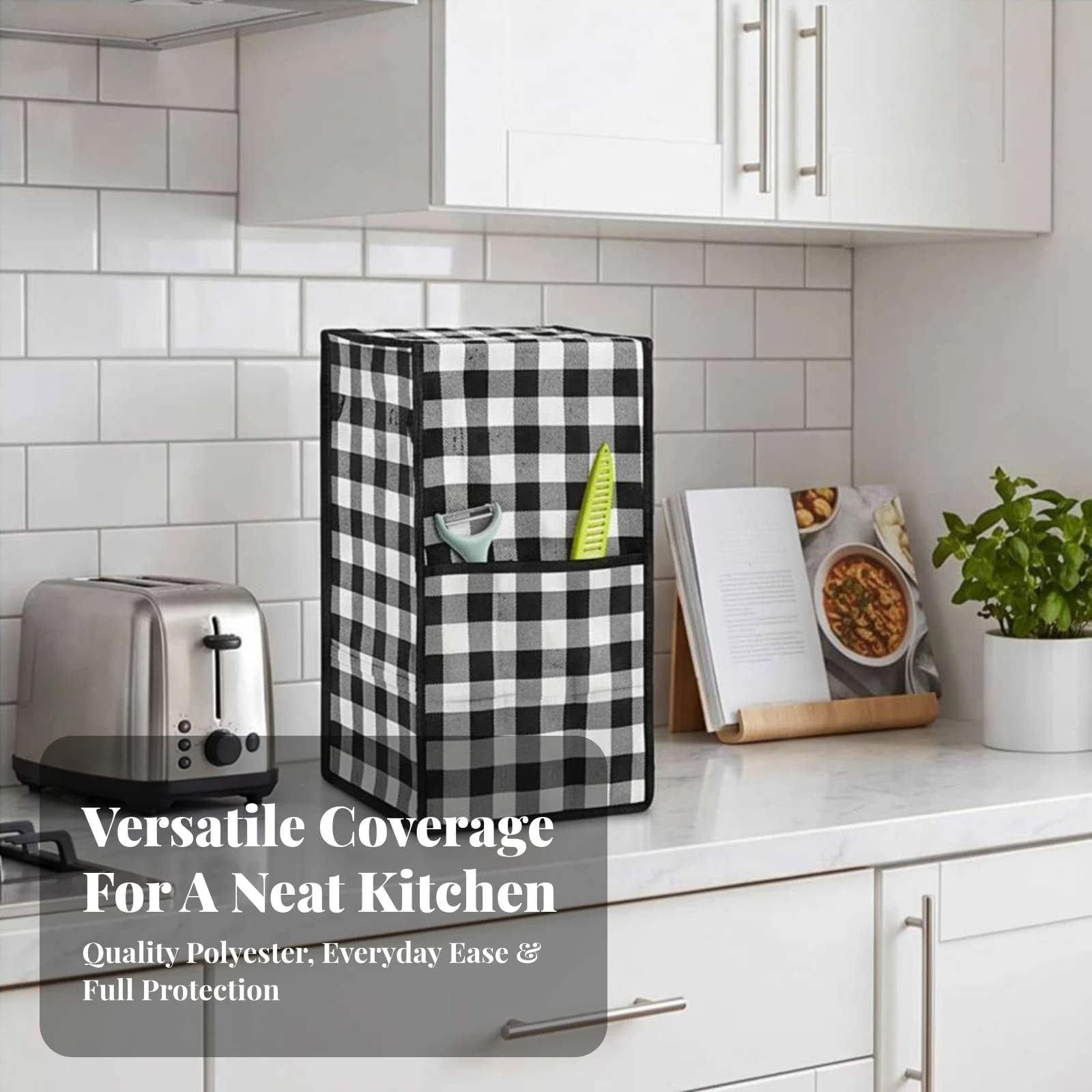 Blender Cover with Pocket Checkered Blender Cover Water-Resistant Easy-to-Clean for Kitchen Countertop, Smoothie Station
