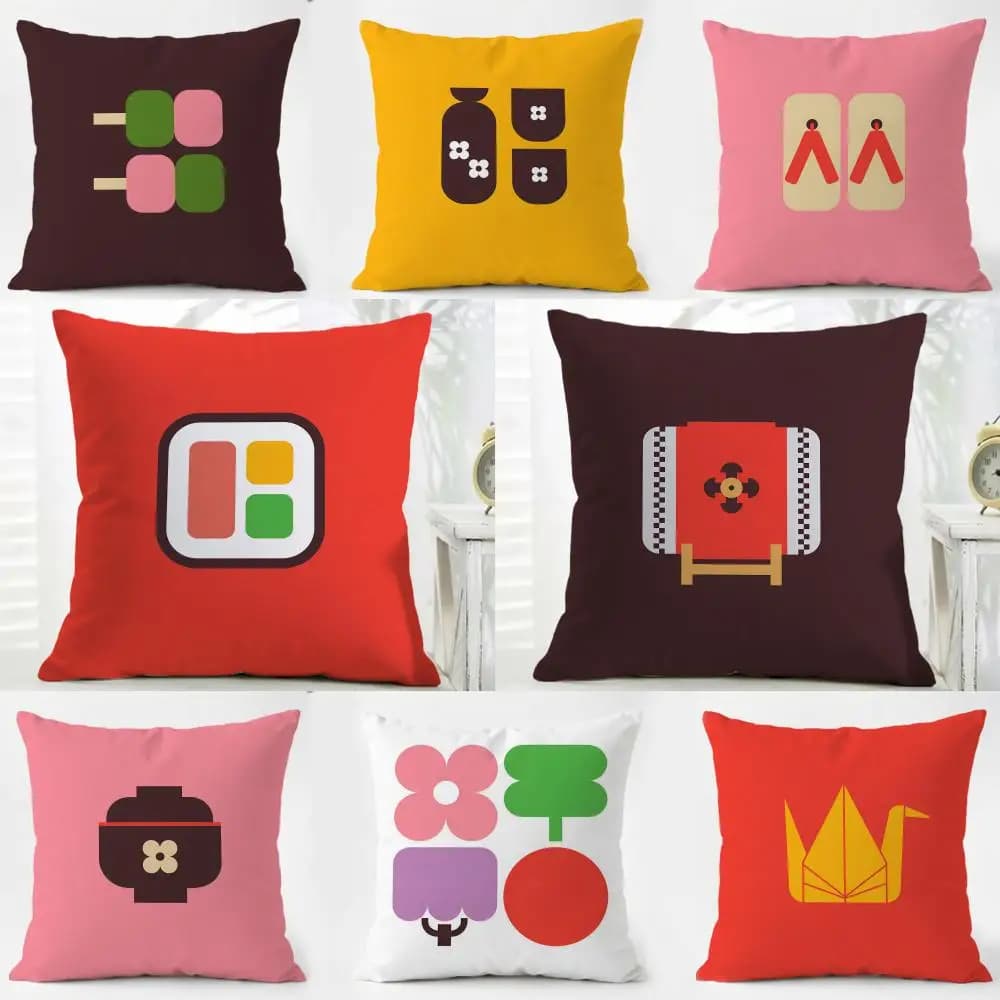 Fodera per cuscino in lino lavabile, morbida e calda, stile anime giapponese, per divano, letto e decorazioni domestiche quotidiane