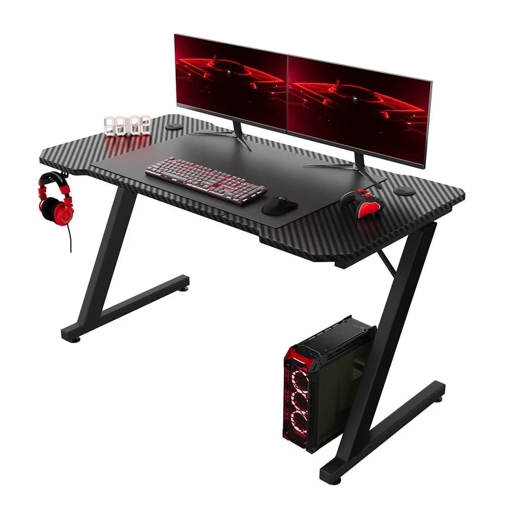 Tavolo da gioco a forma di Z moderno in legno metallo luci regolabili Led Rgb Gioco per PC Home Office Scrivania per computer Tavolo da gioco per giochi