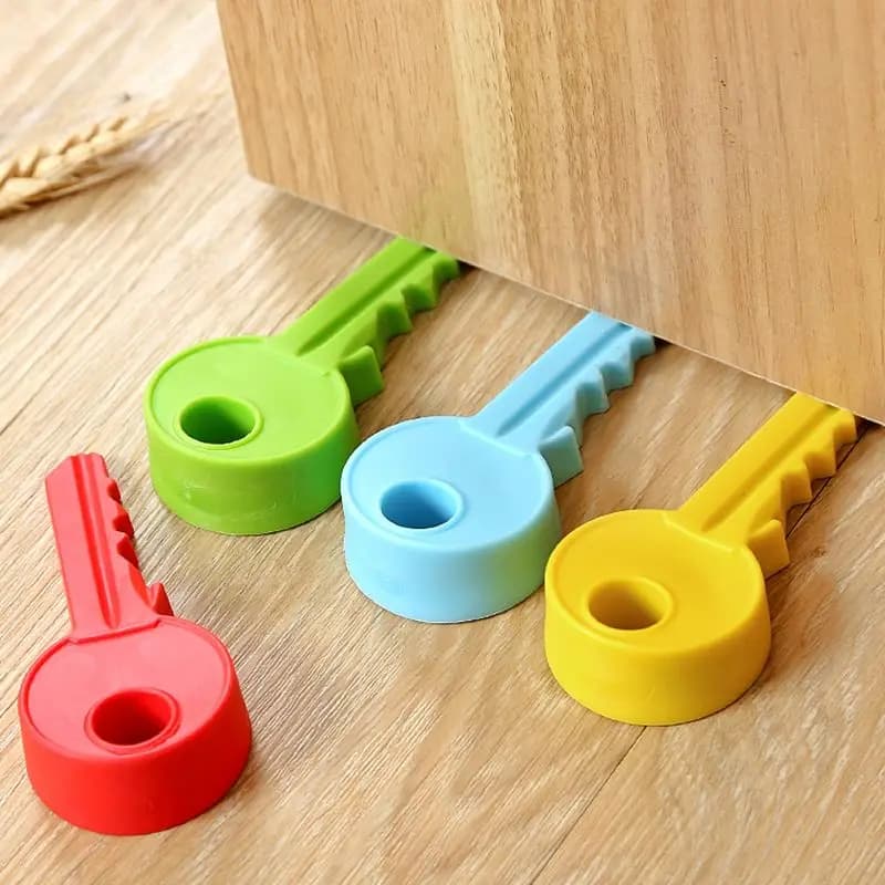 Fermaporta in Silicone con foro tondo tappo di sicurezza a forma di chiave fermaporta Design del pendio del cuneo per la cucitura della porta 0.4-2cm