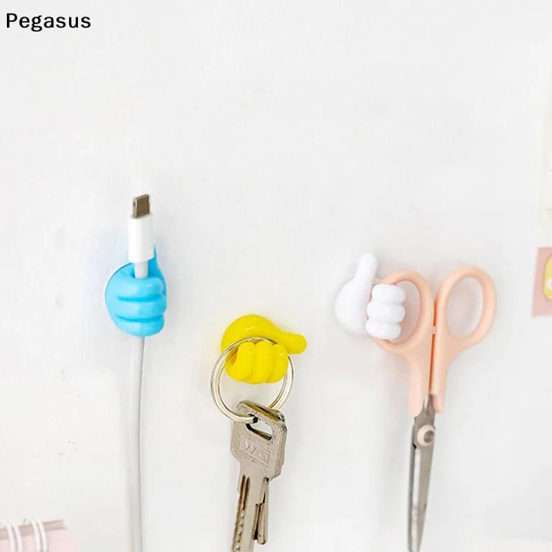 [S]5/10/20Pcs Thumb Wall Hook Cable Clip Wire Desk Organizer Brush Storage Wall Sticker Gadgets Useful Things For Home