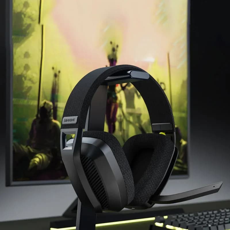 BINNUNE 2.4 GHz wireless gaming headset with PS5 PS4 PC Mac Playstation Bluetooth gaming headphones with microphone