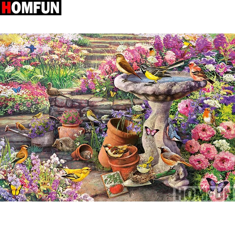 HOMFUN Pieno Quadrato/Rotondo Trapano 5D Pittura Diamante FAI DA TE "uccello Scenic" Ricamo Punto Croce 5D Complementi Arredo Casa Regalo A09195
