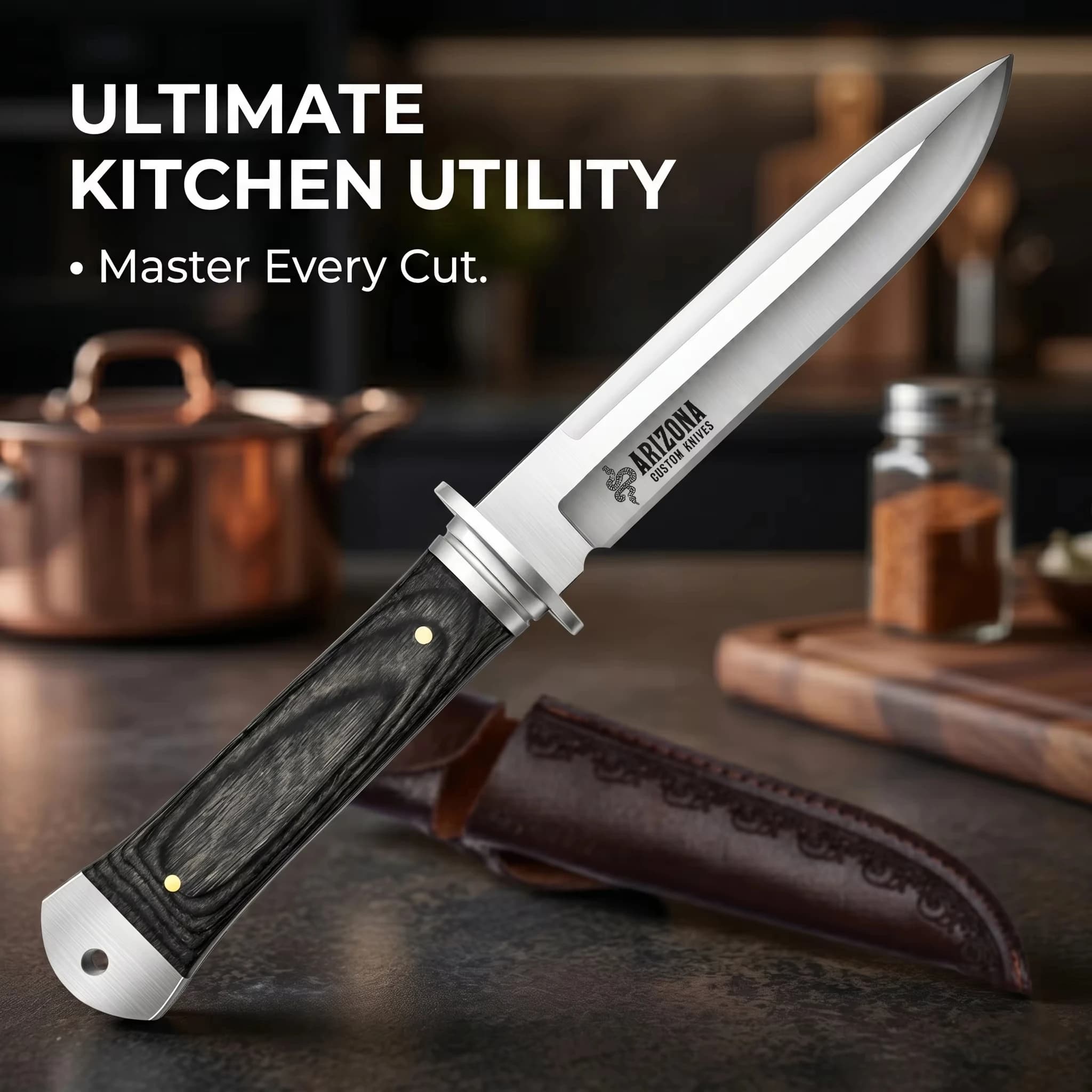 New Heavy-Duty Multi-Purpose Kitchen Knife 5Cr13 Stainless Paring Knife, Ergonomic Pakkawood Handle High-End Utility Knife Tool