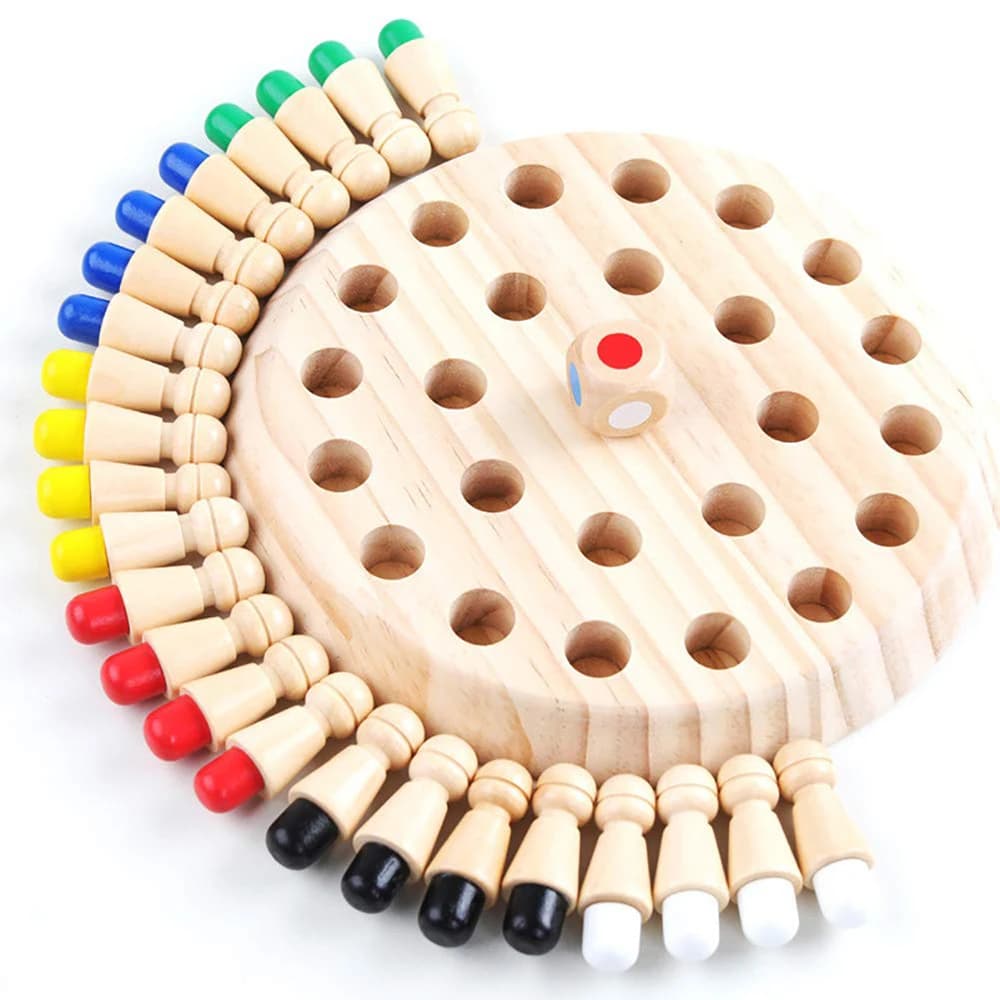Scacchiera con memoria in legno Memoria dei colori Corrispondenza Rompicapo Gioco Attività di apprendimento Giocattoli educativi Montessori per regalo per bambini