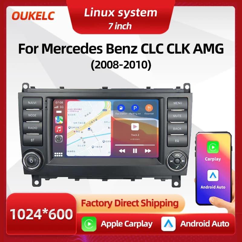 Per Mercedes Benz CLC CLK Classe C AMG W203 C180 Carplay Android Auto Navigazione Radio Multimediale BT Sistema Linux per Auto 2Din